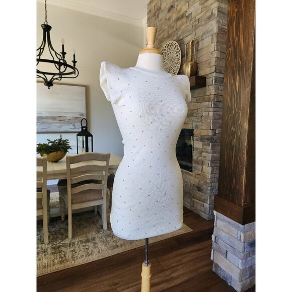 NWT Mulaya Boutique White Studded Bodycon Concert Mini Dress Size S/M - Picture 4 of 8